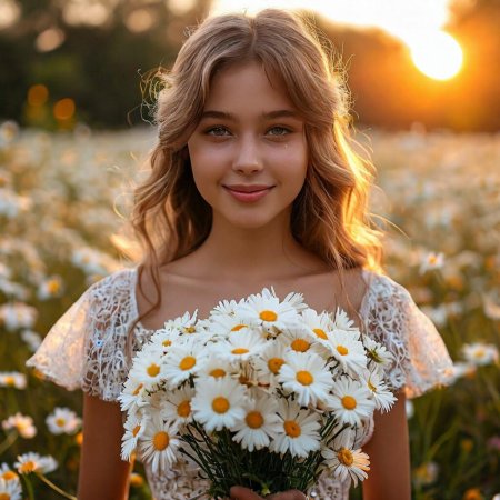 Девушка с букетом