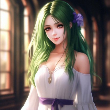 Аниме девушка в зеленом