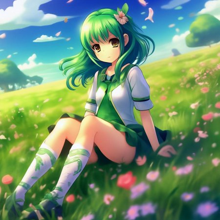 Аниме девушка с зелёными волосами