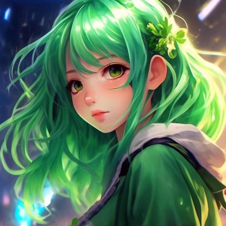 Девушка с зелеными волосами аниме