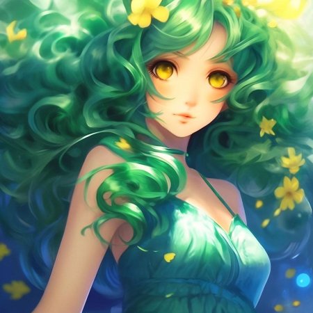 Аниме девочка с зелеными волосами