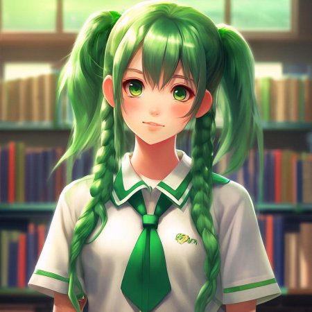 Аниме девушка с косичками