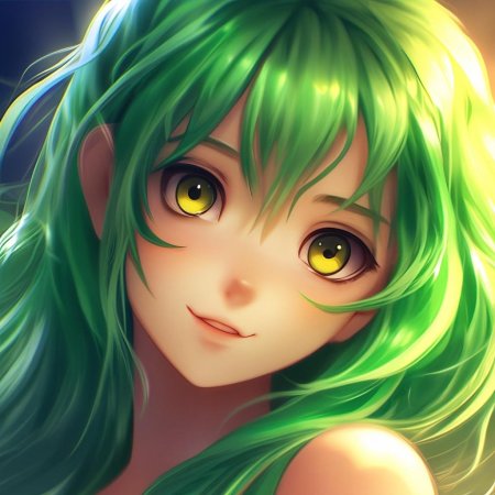 Аниме девочка с зелеными волосами