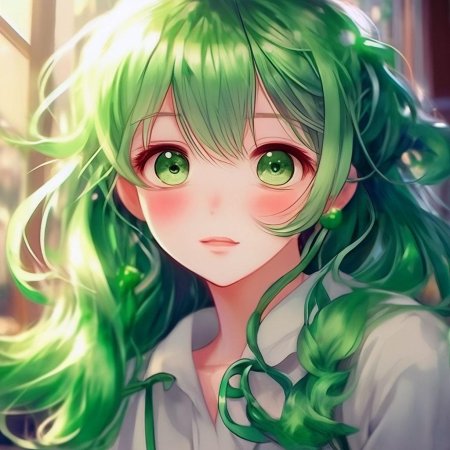 Аниме девочка с зелеными волосами
