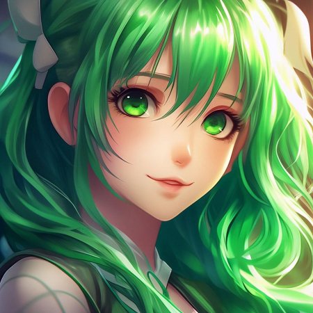 Аниме девочка с зелеными волосами