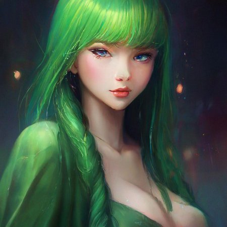 Девушка с зелеными волосами аниме