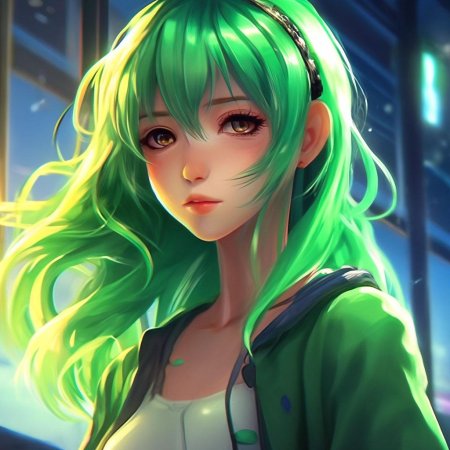 Аниме девочка с зелеными волосами