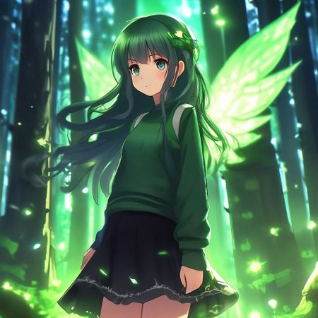 Девушка с зелеными волосами аниме