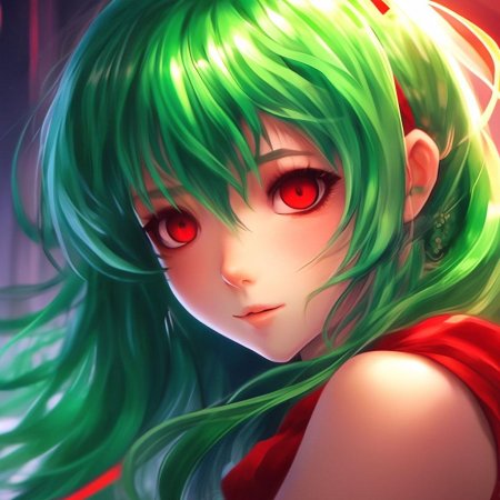 Девушка с зелеными волосами аниме