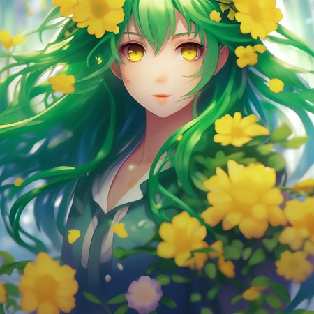 Девушка с зелеными волосами аниме