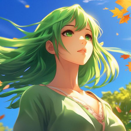 Аниме девочка с зелеными волосами