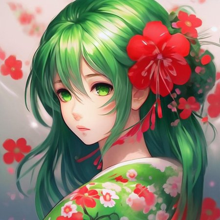 Аниме девушка с зелёными волосами