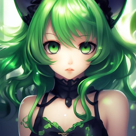 Аниме девочка с зелеными волосами