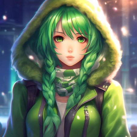 Аниме девочка с зелеными волосами