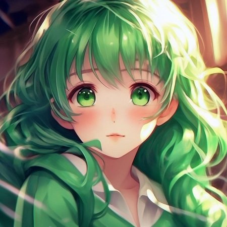 Аниме девочка с зелеными волосами