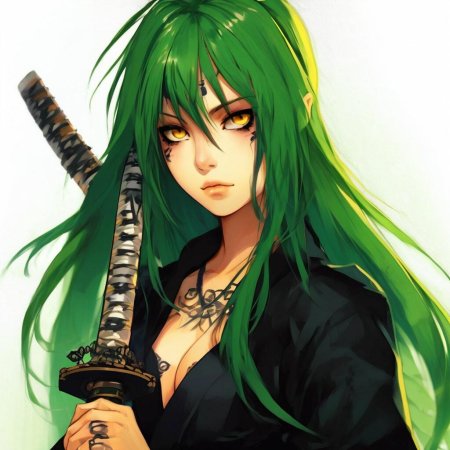 Девушка с зелеными волосами аниме