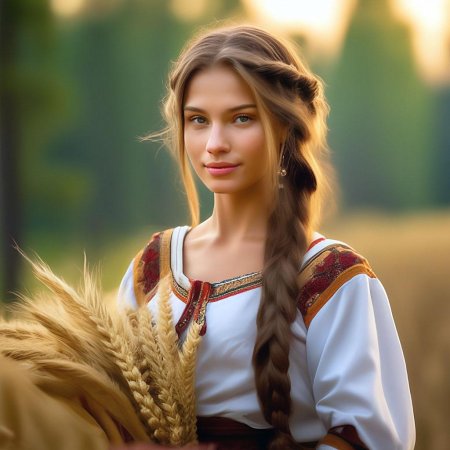 Русская красавица с косой