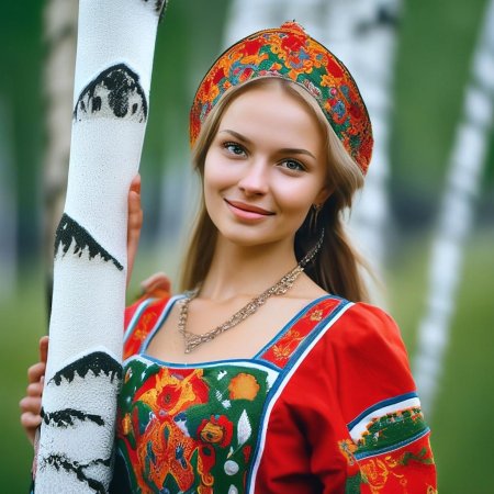 Русская девушка в народном костюме