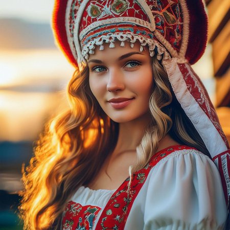 Русская красавица в национальном костюме