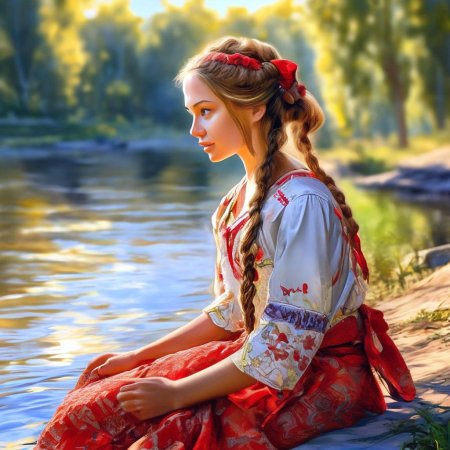 Девушка в русском сарафане