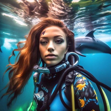 Дайвер под водой