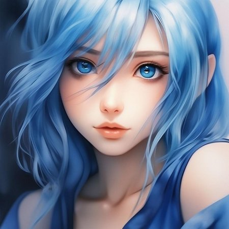 Девушка с синими волосами арт