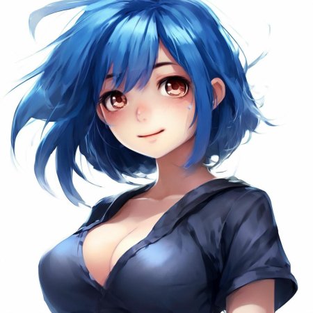 С синими волосами