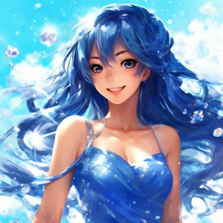 Синие волосы аниме