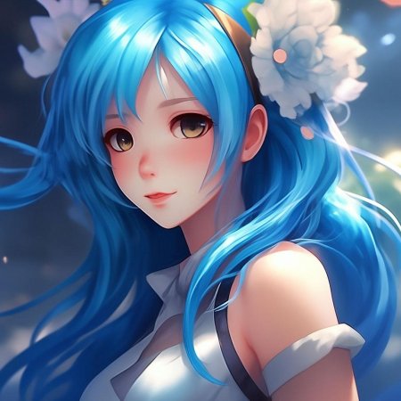 Девочка с голубыми волосами аниме