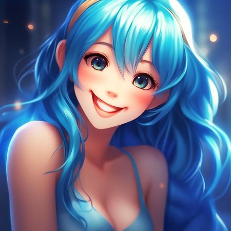Девочка с голубыми волосами аниме