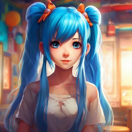 С голубыми волосами