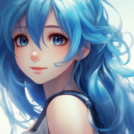 Аниме девочка с голубыми волосами
