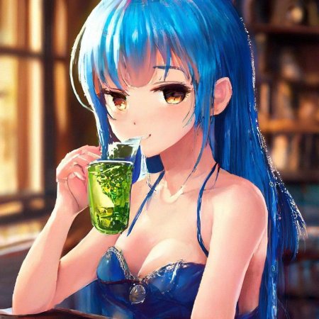 Девочка аниме с голубыми волосами