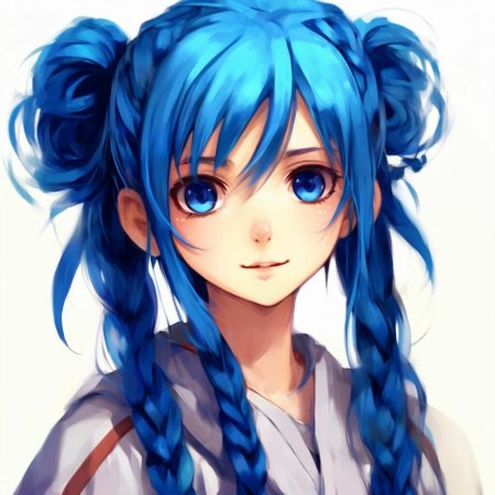 Аниме девочка с синими волосами хвостиками