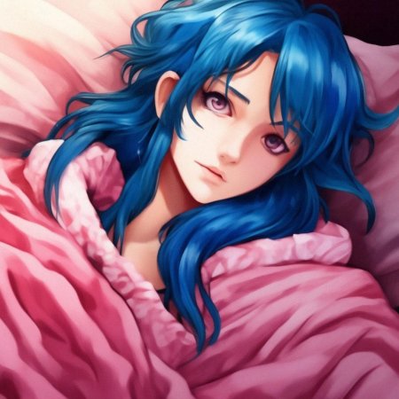 С синими волосами