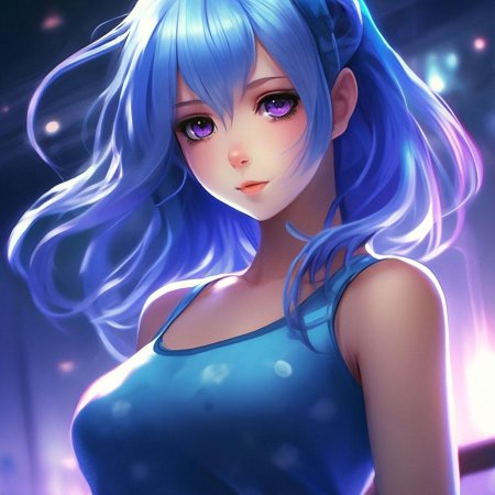 Девушка с синими волосами