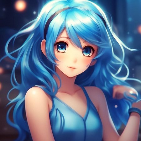 Аниме девочка с голубыми волосами
