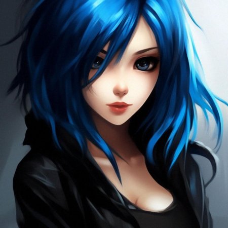 Девушка с синими волосами