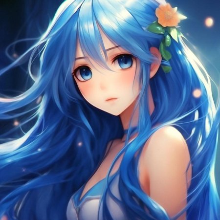 Девушка с синими волосами аниме