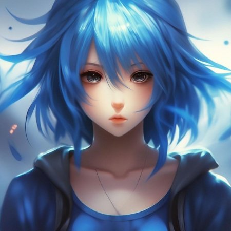 Аниме синие волосы