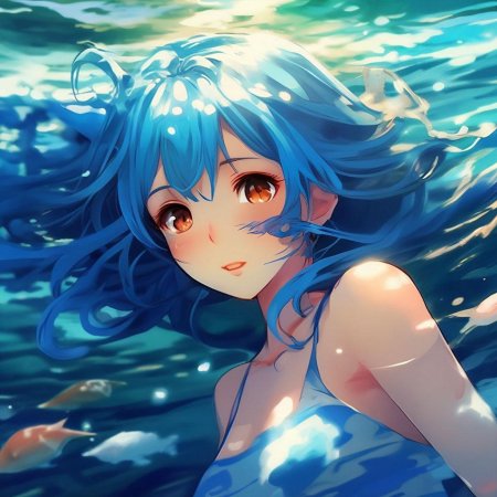 Девочка с голубыми волосами аниме