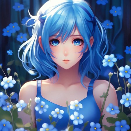 Девочка с голубыми волосами