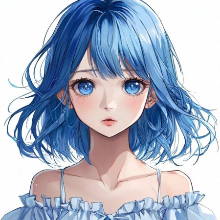 Аниме девушка голубая