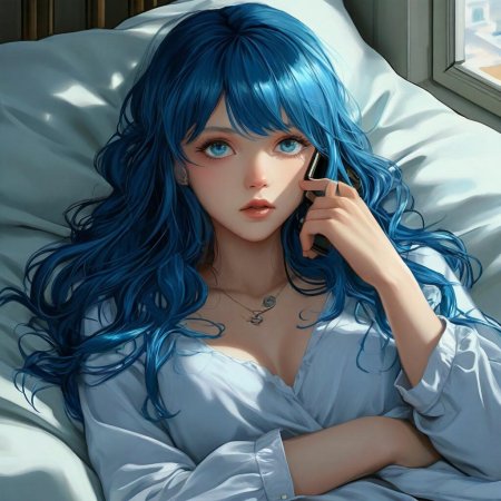 Девушка с голубыми волосами