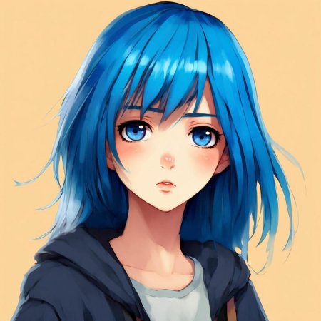 Девушка с синими волосами аниме