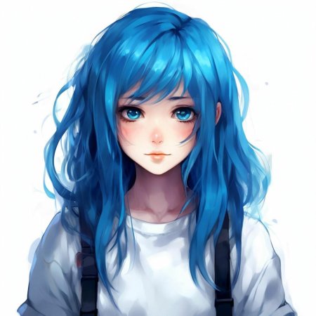 Девушка с синими волосами арт