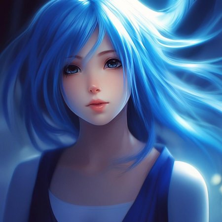 Девочка с голубыми волосами аниме