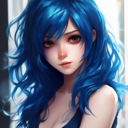 Девушка с синими волосами арт
