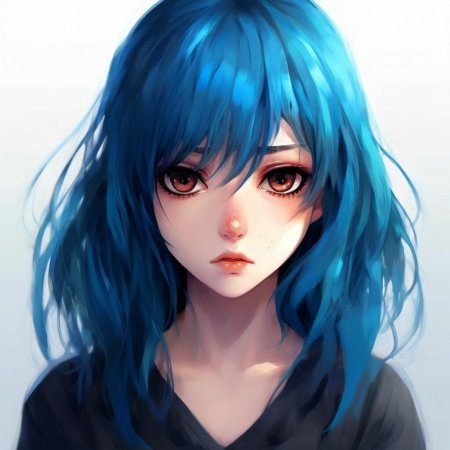 Девушка с синими волосами арт