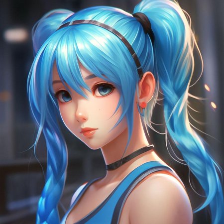 Аниме персонаж с синими волосами